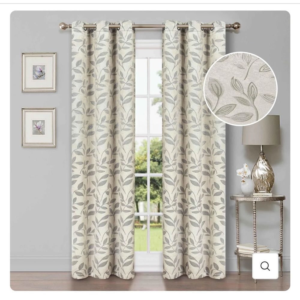 Superior Leaves Machine Washable Room Darkening Blackout Curtains, Set-42x84”